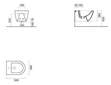 COLOR ELEMENTS 50X36 - Wall-hung back to wall ceramic bidet by GSI ceramica - view 3